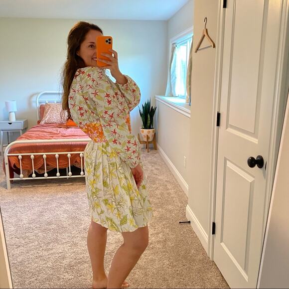 Coco Shop Floral Cotton Poplin Long Sleeve Mini Dress Small - Picture 9 of 14